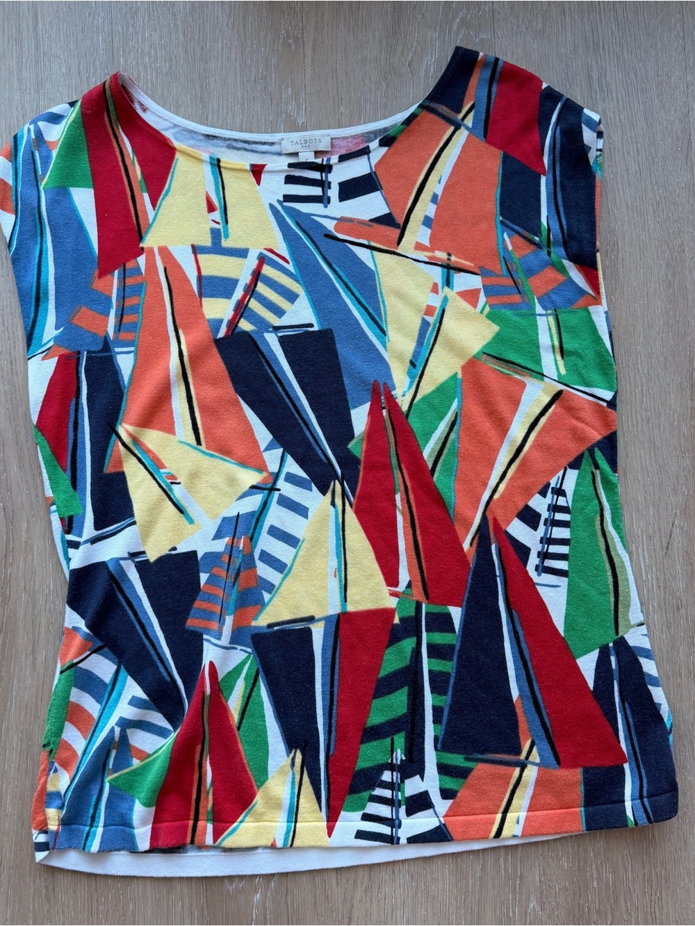 Talbots sailboat all over print sleeveless top